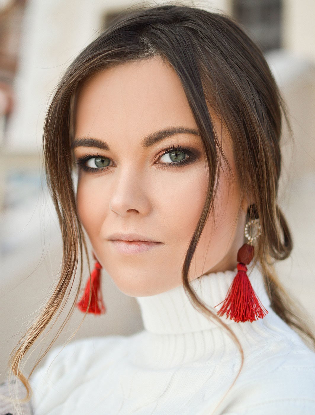 Red tassel earrings